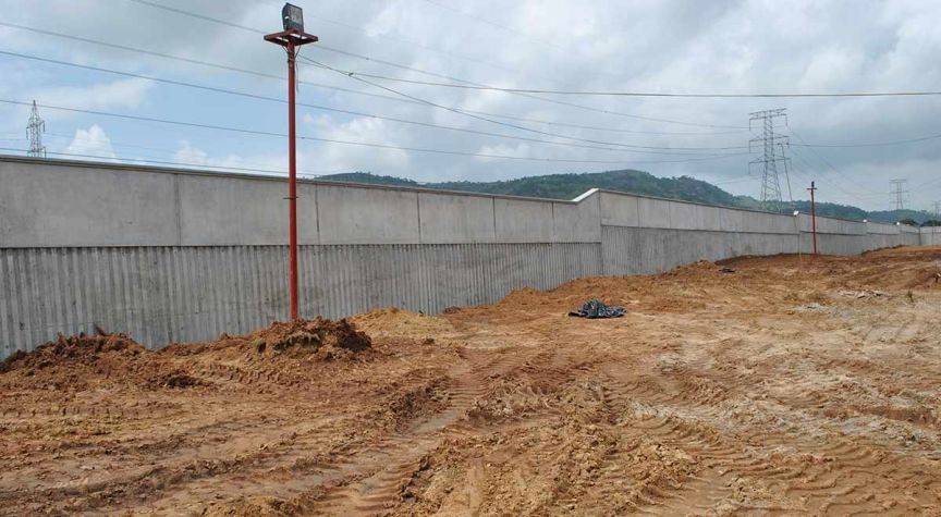 Retaining Wall. Steel reinforced, water and fire resistant.