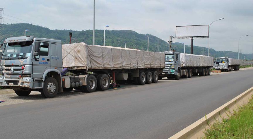 Delivery Trucks. Cement Delivery during the construction of Dan Oil Super-Mega Petrol Filling Station.